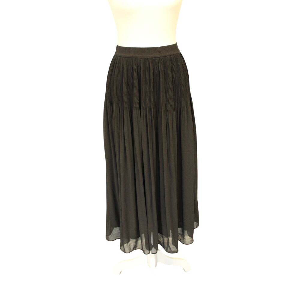 H&M Women's Black Pleated Lined Midi Skirt Elastic Waist Lined Size Small NWT